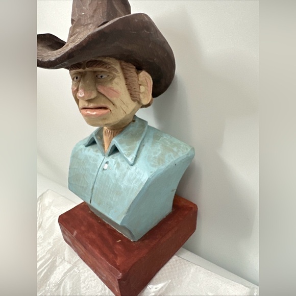 Hand Carved Signed Wood Cowboy Sculpture 8” - Picture 2 of 6